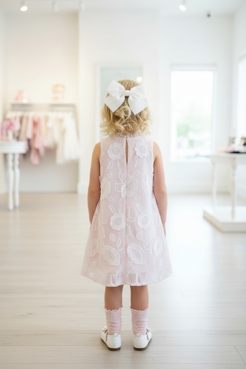 Blush pink embroidered dress