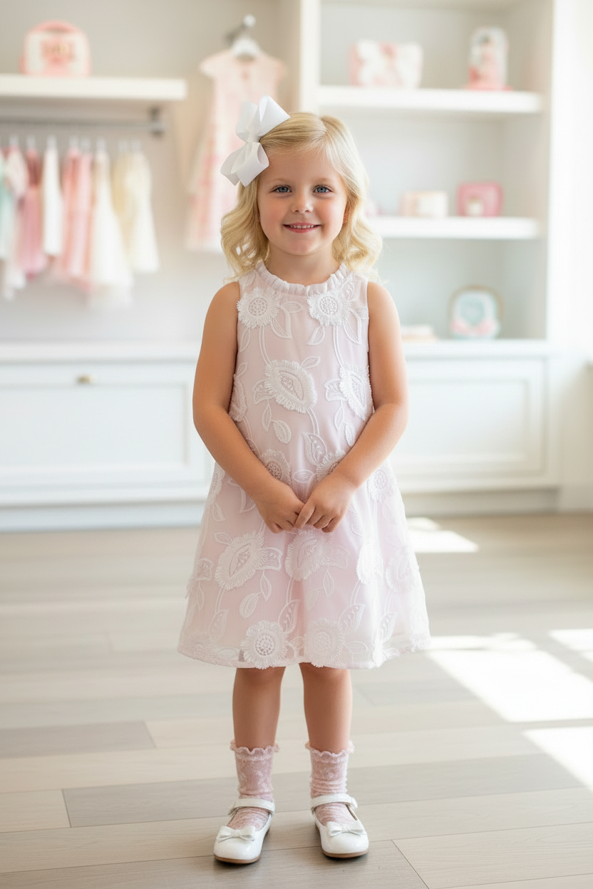 Blush pink embroidered dress
