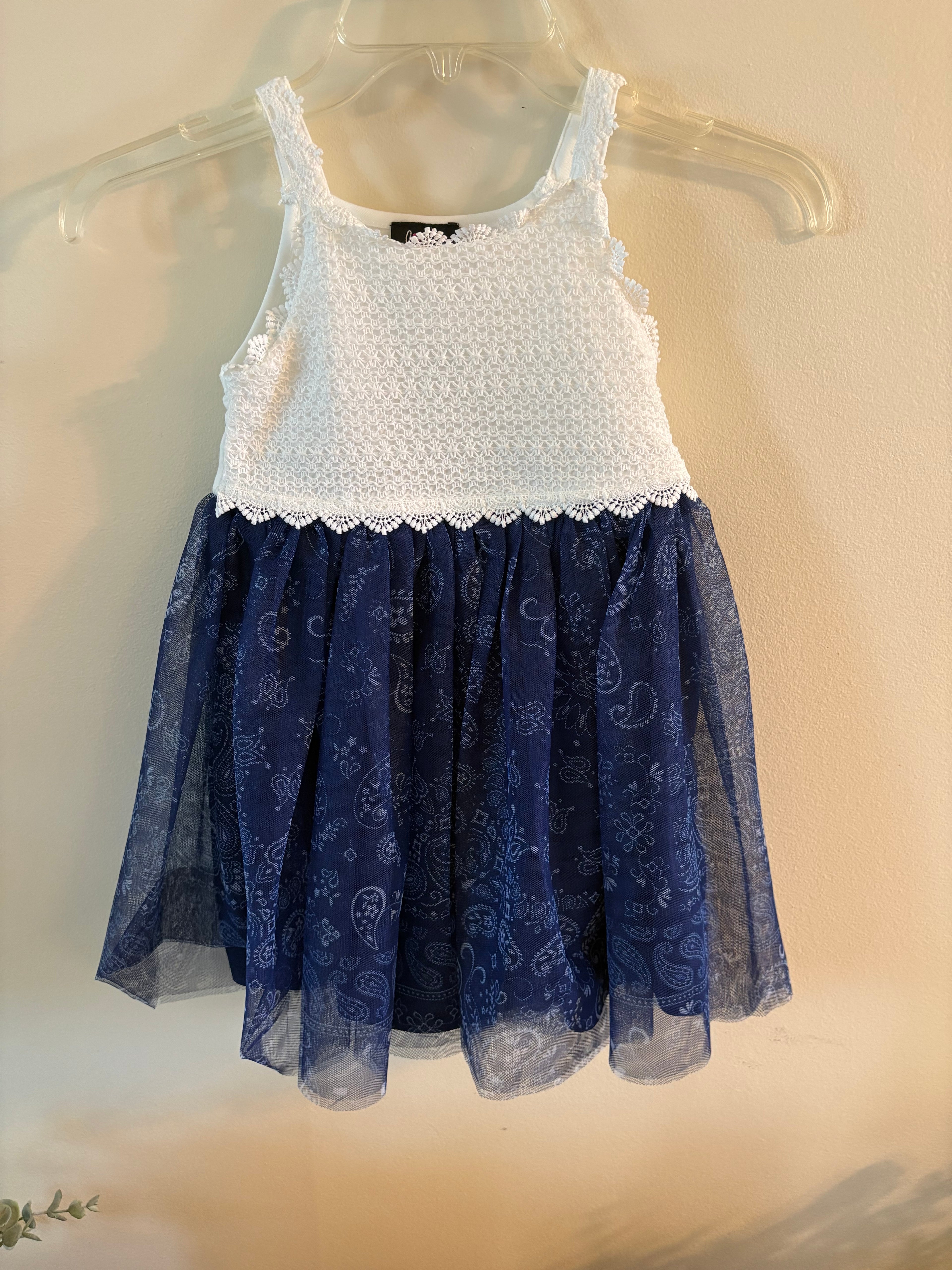 Ivory/Navy Crochet Top - Tutu Dress