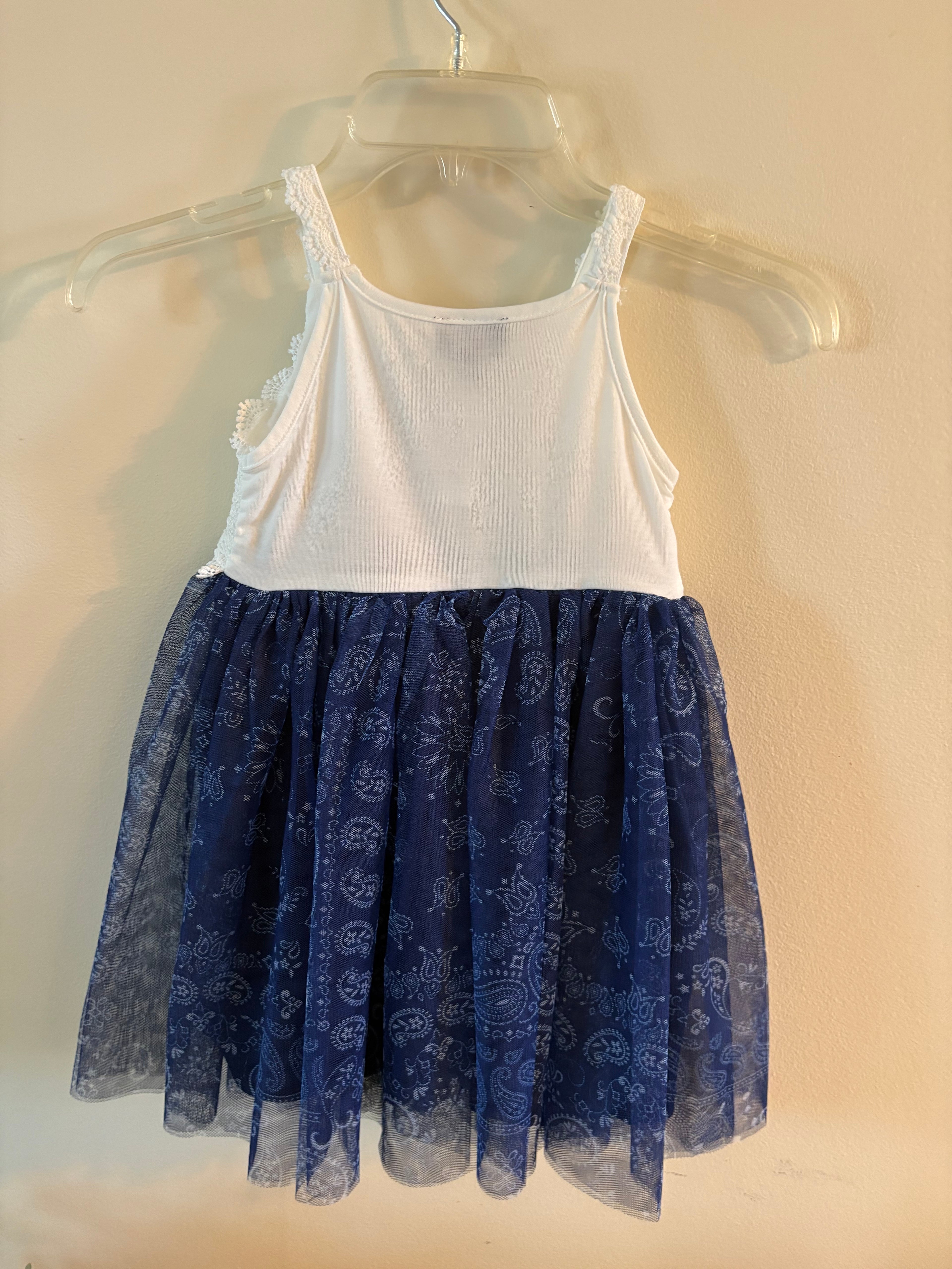 Ivory/Navy Crochet Top - Tutu Dress